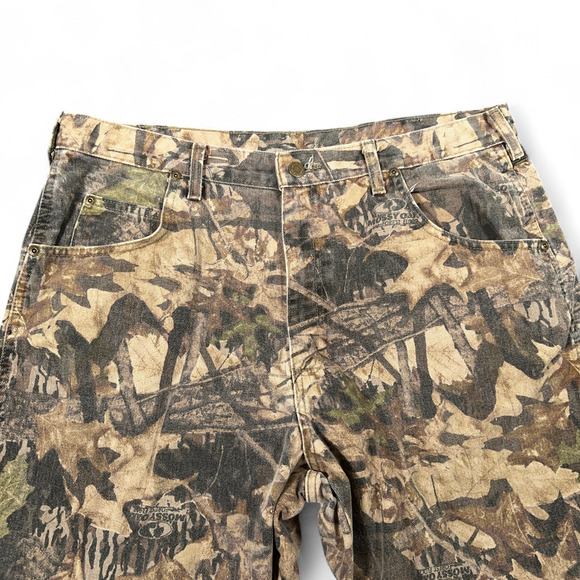 Vintage Wrangler Pants Mens 36x30 Brown Camo Hunting Double Knee Mossy Oak Y2K - Picture 3 of 11